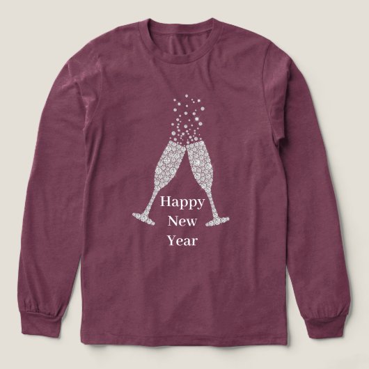 Diamond Champagne Glasses New Year's Tri-Blend Shirt (Design Vorderseite)