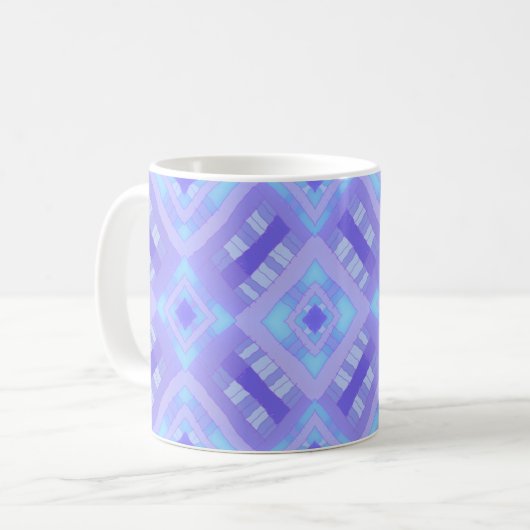 Diamond Check Patchwork - Lavendel Türkis 1 Kaffeetasse (Vorderseite Links)