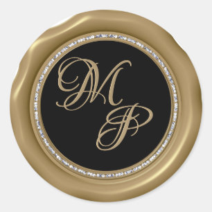 *~* Diamond Circle GOLD Wax Siegel Wedding Sticker