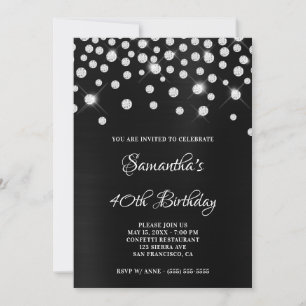Diamond Confetti Black Satin Foil Ombre Einladung