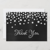 Diamond Confetti Black Satin Gradient Foil Dankeskarte (Vorderseite)