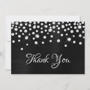 Diamond Confetti Black Satin Gradient Foil Dankeskarte