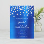 Diamond Confetti Bright Blue Satin Foil Ombre Einladung (Stehend Vorderseite)