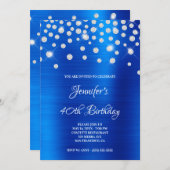 Diamond Confetti Bright Blue Satin Foil Ombre Einladung (Vorne/Hinten)