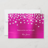 Diamond Confetti Bright Hot Pink Satin Ombre Foil Dankeskarte (Rückseite)