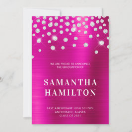 Diamond Confetti Hot Pink Ombre Foil Abschluss Ankündigung