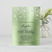 Diamond Confetti Mint Satin Foil Ombre Einladung (Stehend Vorderseite)