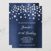 Diamond Confetti Navy Blue Satin Foil Ombre Einladung (Vorne/Hinten)