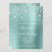 Diamond Confetti Pale Turquoise Satin Foil Ombre Einladung (Vorne/Hinten)