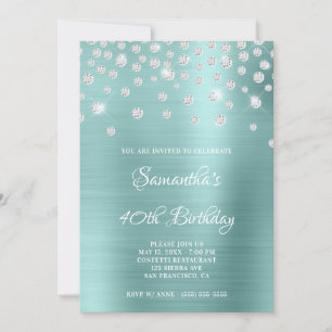 Diamond Confetti Pale Turquoise Satin Foil Ombre Einladung