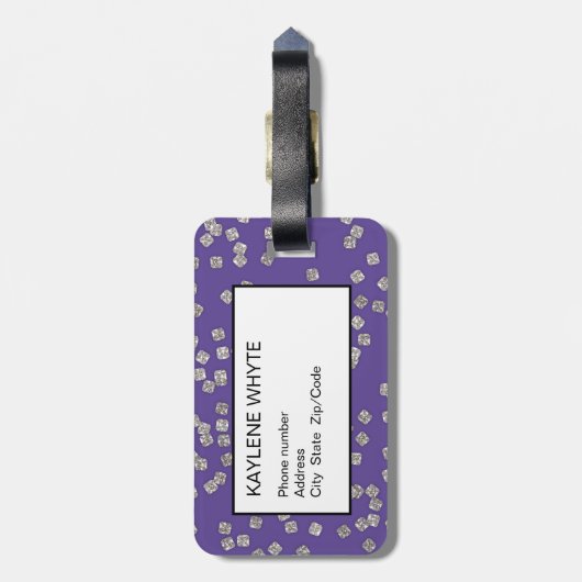 Diamond Confetti Personalisierte Gepäckmarke Gepäckanhänger (Rückseite vertikal)
