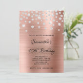 Diamond Confetti Rose Gold Satin Foil Ombre Einladung (Stehend Vorderseite)