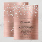 Diamond Confetti Rose Gold Satin Foil Ombre Einladung (Vorne/Hinten)