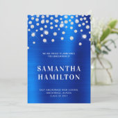 Diamond Confetti Royal Blue Ombre Foil Abschluss Ankündigung (Stehend Vorderseite)