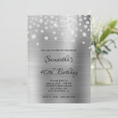 Diamond Confetti Silver Satin Foil Ombre Einladung (Stehend Vorderseite)