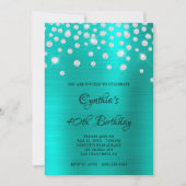 Diamond Confetti Turquoise Satin Foil Ombre Einladung (Vorderseite)