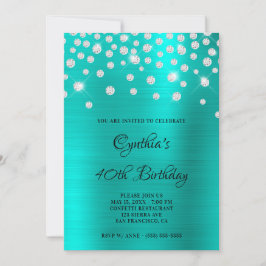 Diamond Confetti Turquoise Satin Foil Ombre Einladung