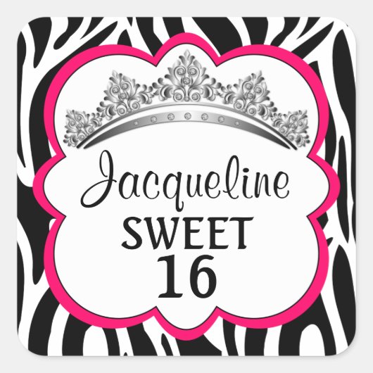 Diamond Crown Zebra Fuchsia Stickers (Vorderseite)
