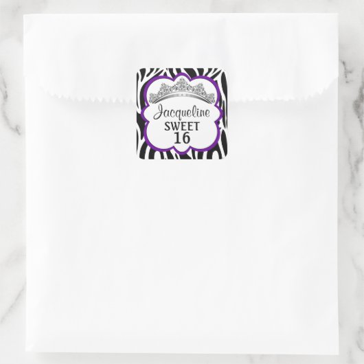 Diamond Crown Zebra Purple Stickers (Tasche)