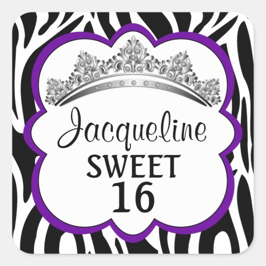 Diamond Crown Zebra Purple Stickers (Vorderseite)