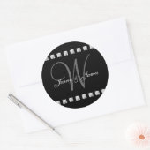 Diamond Crystal Monogram W Wedding Stickers Black (Umschlag)