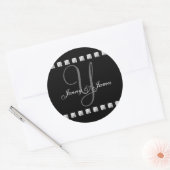 Diamond Crystal Monogram Y Wedding Stickers Black (Umschlag)