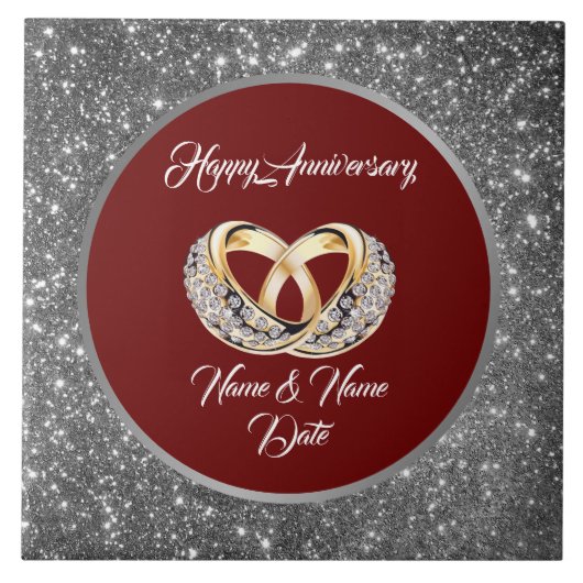 Diamond Customize Wedding Rings Silver Anniversary Fliese (Vorderseite)