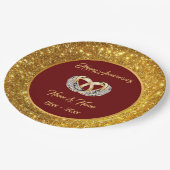 Diamond Customizing Wedding Rings Gold Jubiläum Pappteller (Schrägansicht)