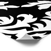 Diamond Damask in Weiß auf Schwarz Poster (Ecke)