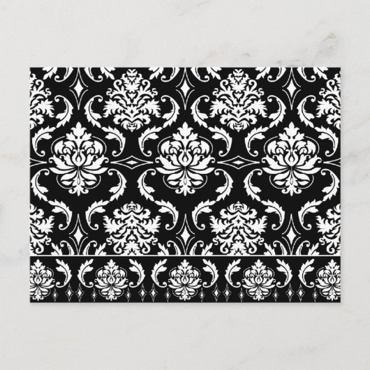 Diamond Damask, weiß auf schwarz Postkarte (Vorderseite)