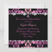 Diamond Design Foto Bat Mitzvah Birthday einladen Einladung (Rückseite)