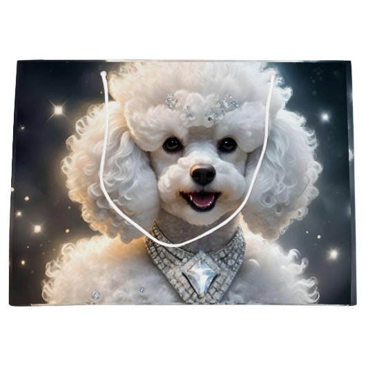 "Diamond Diva: Das glamouröse Poodle in Sparkle" Große Geschenktüte (Vorderseite)