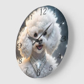 "Diamond Diva: Das glamouröse Poodle in Sparkle" Große Wanduhr (Winkel)