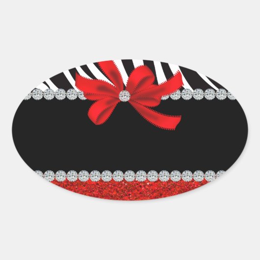Diamond Diva (roter Glitzer) Ovaler Aufkleber (Vorderseite)