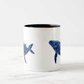 Diamond Dolphin - Vibrannte Kunst Zweifarbige Tasse (Mittel)