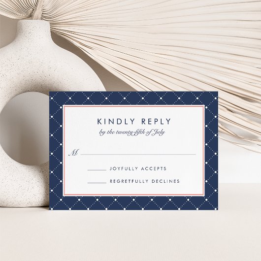 Diamond Dot RSVP Card | Korallen und Marine Karte