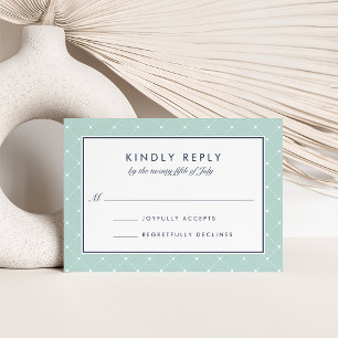 Diamond Dot RSVP Card Minze und Marine Karte