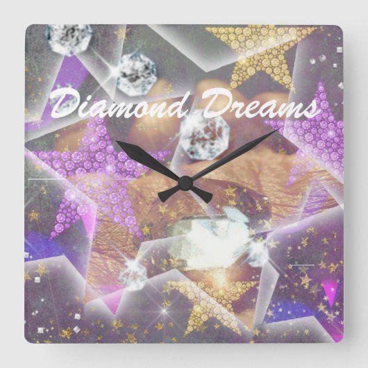 Diamond Dreams Quadratische Wanduhr (Vorderseite)