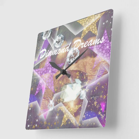 Diamond Dreams Quadratische Wanduhr (Winkel)
