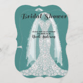 Diamond Dress Aquamarin Türkis Glam Brautparty Einladung (Vorne/Hinten)