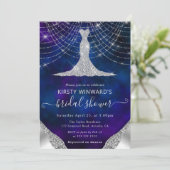 Diamond Dress & Bokeh String Lights Brautparty Einladung (Stehend Vorderseite)