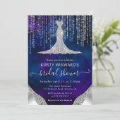 Diamond Dress & Bokeh String Lights Brautparty Einladung (Stehend Vorderseite)