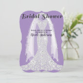 Diamond Dress Lila Lilac Glam Brautparty Einladung (Stehend Vorderseite)