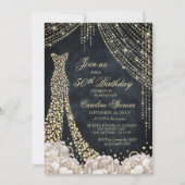 Diamond Dress Women's 50th Gold Birthday Invitatio Einladung (Vorderseite)