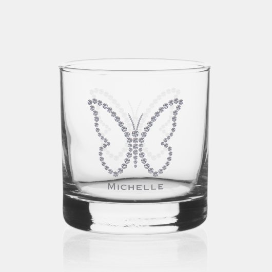 Diamond Elegant Butterfly Personalisiert Whiskyglas (Vorderseite)