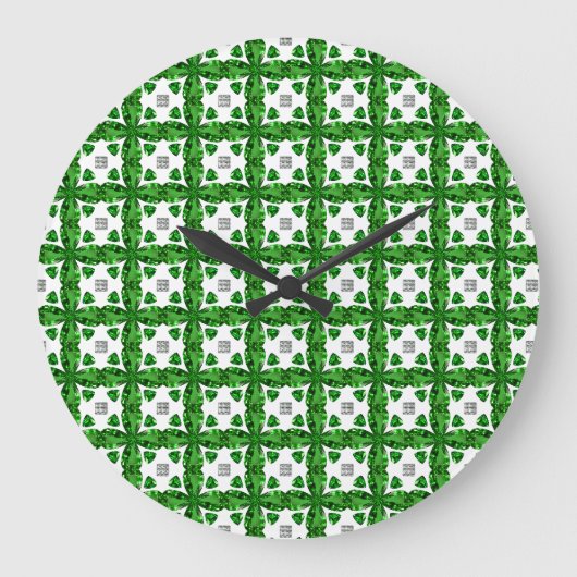 Diamond & Emerald Gemstone Art, grün Große Wanduhr (Vorderseite)