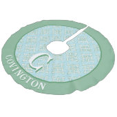 Diamond Endless Knot in Green + Aqua Personalized Leinenimitat Weihnachtsbaumdecke (Schrägansicht)