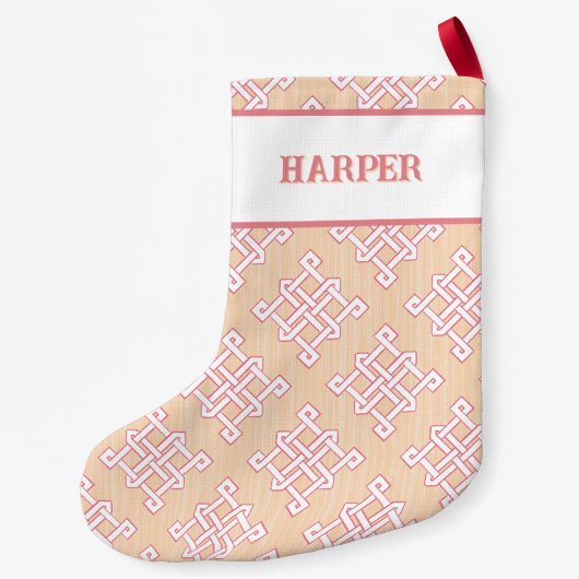 Diamond Endless Knot in Pink + Orange Personalized Kleiner Weihnachtsstrumpf (Rückseite)