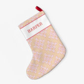 Diamond Endless Knot in Pink + Orange Personalized Kleiner Weihnachtsstrumpf (Rückseite (Hängend))