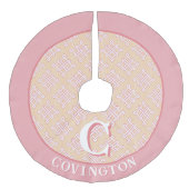 Diamond Endless Knot in Pink + Orange Personalized Leinenimitat Weihnachtsbaumdecke (Vorderseite)